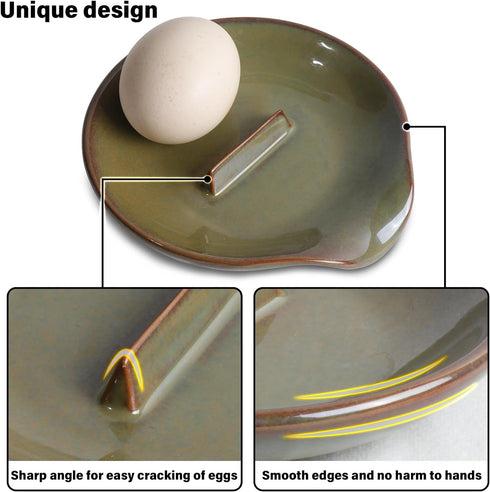 Egg Cracker & Spoon Holder, Spoon Rest for Kitchen, Ceramic Spoon Holder for Stove Top, Cooking Spoon Holder,Heat Resistant Utensil Rest for Count...