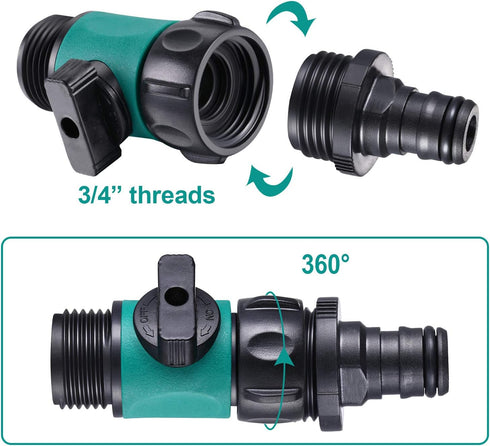 Garden Hose Shut off Valve Plastic Connect Water Hose Turn off Valve Garden Hose Connector Set with 6 Piece Anti Leak Valve Standard 3/4 Inch Thre...