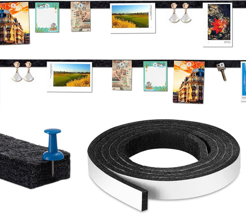 94" x 1" Felt Bulletin Bar Strips Extra Long Self Adhesive Damp Proof Break Proof Felt Board Bar Strips 0.3 Inch Thick for Walls Cubicle Office De...