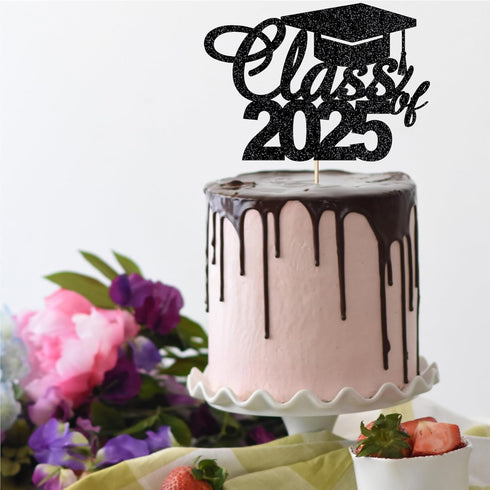 graduation party cake topper Class of 2025 cake topper graduation ceremony cake decoration (Black)...
