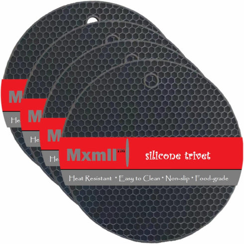 Mxmll 4pk 7 Inch Round Heat Resistant Silicone Trivets Fot Hot Dishes Protect Table Counter Top from Hot Pots and Pans with This Sleek and Stylish...