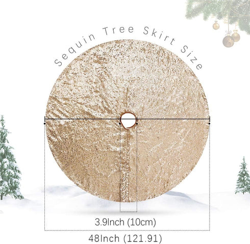 B-COOL Christmas Tree Skirt Champagne Gold Sequence Xmas Tree Skirts 48inch Round Sequin Tree Skirt Personalized Xmas Decor Home Decor Skirting...