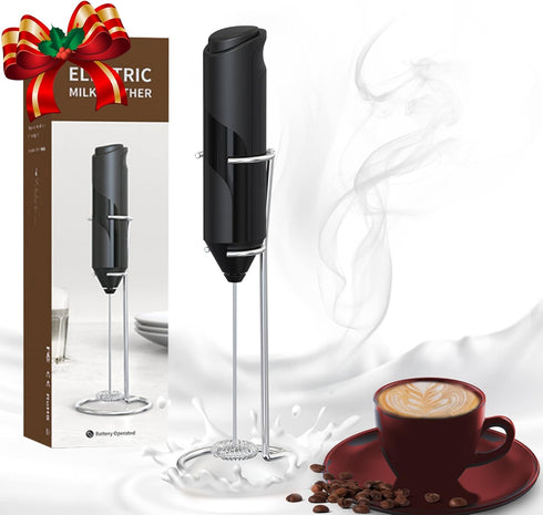 Milk Frother for Coffee Whisk Electric Milk Frother with Stainless Steel Holder, Durable Mini Mixer Electric Handheld, Milk Frother with Whisk for...