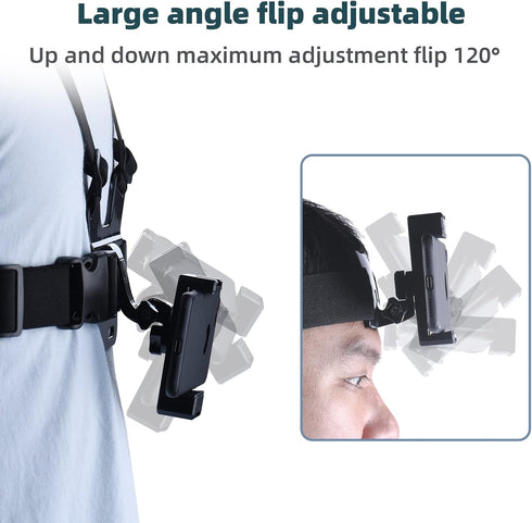 Mobile Phone Chest Mount Harness Strap Holder and Phone Head Mount Holder Kit for Shoot POV/VLOG Compatible with iPhone, GoPro and DJI Action 2 Ca...