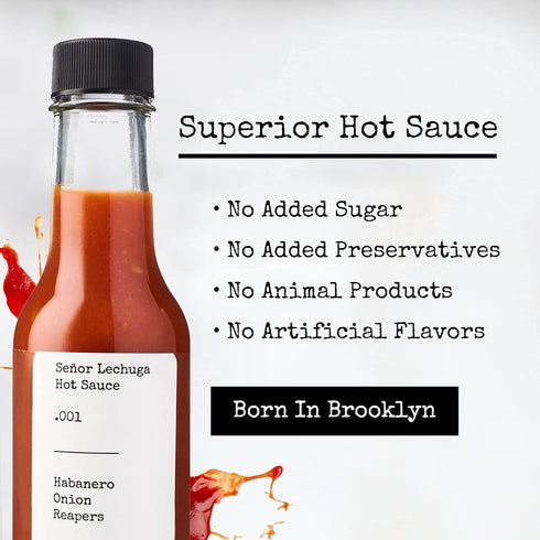 Señor Lechuga Hot Sauce – Hot Sauce Made from Carolina Reaper Peppers and Habanero Pepper – .001 Habanero, Onion, Reapers...