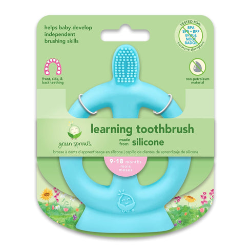 green sprouts Learning Toothbrush Made from Silicone | Toddler Training Toothbrush to Learn Brushing Skills |100% Food-Grade LFGB Silicone Without...