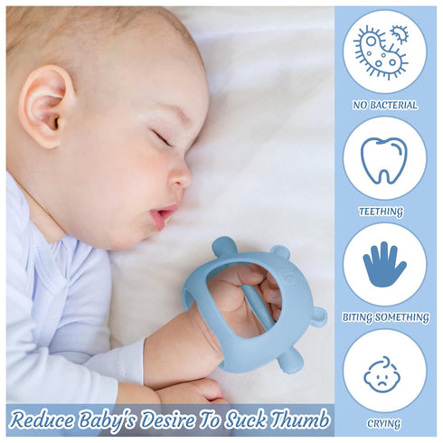 Chumia 3 Pack Baby Teether Teething Toys for Babies 0-6 Months Baby Teething Toy Silicone Anti Dropping Infant Hand Teether Pacifiers Wrist Hand C...