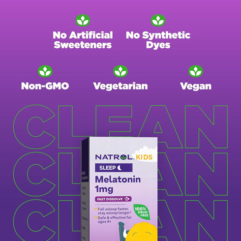 Natrol Kids Fast Dissolve Melatonin 1 mg, Dietary Supplement for Restful Sleep, Sleep Tablets for Kids, 30 Strawberry-Flavored Melatonin Tablets, ...