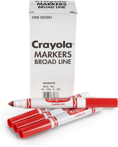 Crayola Broad Line Markers - Red (12ct), Markers for Kids, Bulk School Supplies for Teachers, Nontoxic, Marker Refill with Reusable Box...