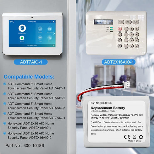 Batterysaler 3.6v Rechargeable Battery Pack 300-10186 Battery Command Panel Battery for ADT Security Panel ADT5AIO-1 ADT5AIO-3 ADT7AIO-1, Honeywel...