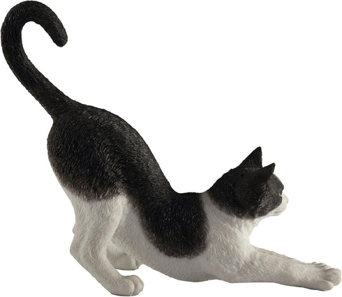 Veronese Design 4 7/8 Inch Black and White Cat Stretching Resin Hand Painted Figurine...