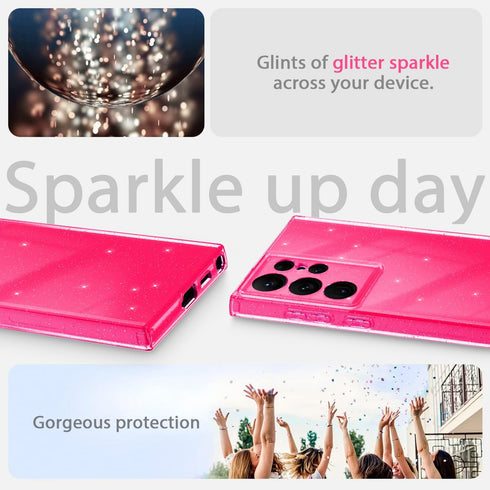 AICase for Samsung Galaxy S24 Ultra Case Glitter, Sparkly Bling Girls Women Girly Sparkle Cute Protective Phone Case for Samsung S24 Ultra, Hot Pi...