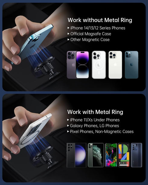 UBeesize Magnetic Car Mount Holder | 360° Rotation for iPhone 12/13/14 and More | for Air Vent & Desk & Dashboard Mount | 18 N52 Magnets for Magsa...