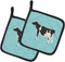 Caroline's Treasures BB7996PTHD Holstein Cow Blue Check Pair of Pot Holders Kitchen Heat Resistant Pot Holders Sets Oven Hot Pads for Cooking Baki...
