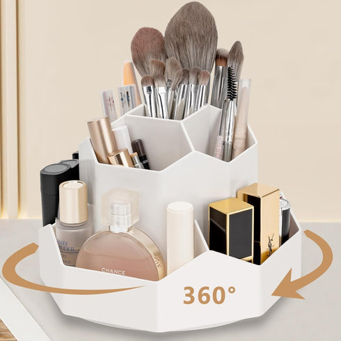 360° Rotating Makeup Brush Holder Organizer, 9 Slots Makeup Brush Organizer, Makeup Organizer for Vanity, Cosmetics, Nail Polish, Art Supply, Bath...