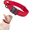 Tactical Dog Collar Military Dog Collar Adjustable Nylon Dog Collar Heavy Duty Metal Buckle with Handle for Dog Training (Red,S)...