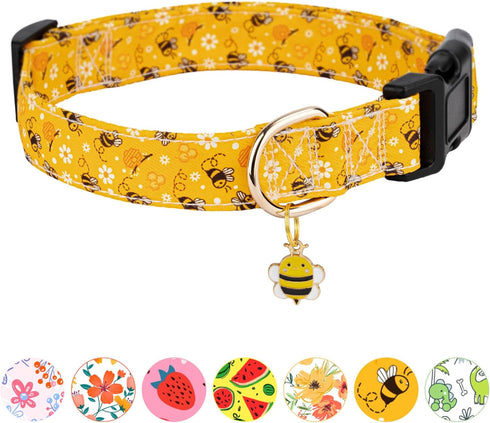 Dog Collar,Personalized Adjustable Cute Puppy Collars for Girl Female Boy Dogs Flower Patterned Design,Soft Pet Collar with Safe Buckle for Small ...