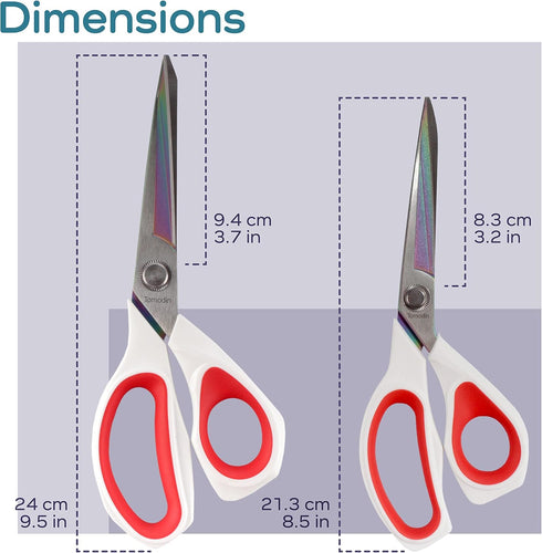 Forged Titanium Fabric Shears Double Pack - 8.5" & 9.5" White w/Red - 1 Set...