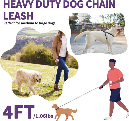 HOMIMP Heavy Duty Dog Leash Chew Proof 4 FT, Reflective Dog Leash for Medium Large Dog, Metal Dog Training Leashes with Soft Padded Handle, Strong...