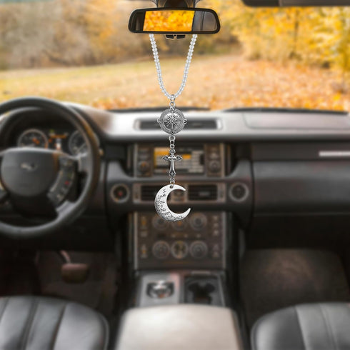 Cross Car Hanging Ornament Charm,Birthday Valentines for Him Husband Mens Mom Family Friends (Moon)...