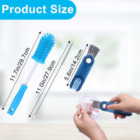 3 Pack Water Bottle Cleaner Brush Kit-Cleaning Set for Sports Water Bottle, Baby Bottles, Tumbler Cup Bottle Cleaner Brush...