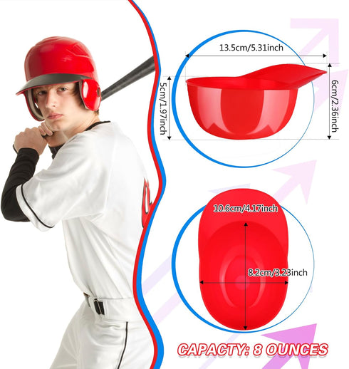 18PCS Mini Baseball Helmet Ice Cream Snack Bowl, 8 oz Helmets Plastic Baseball Cups, Kids Helmet Bowls, Mini Dessert Spoons Plastic Ice Cream Spoo...