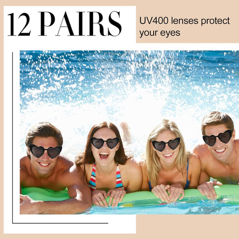 12 Pairs Heart Shaped Sunglasses Bachelorette Heart Sunglasses Cat Mod Retro Eyeglasses for Women Wedding Party...