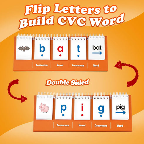 CVC Word Games,Phonics Games Flash Card for Preschool Kindergarten Classroom,Learn to Read,Reading Manipulative Spelling Educational Toy Learning ...