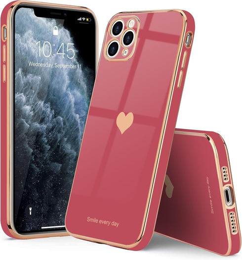 Teageo for iPhone 11 Pro Max Case for Girl Women Cute Love-Heart Luxury Bling Soft Back Cover Raised Full Camera Protection Bumper Silicone Shockp...