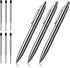 3 Pcs Retractable Metal Ballpoint Pens, for Gift, Business, Office, 1.0mm Medium Point Black Ink, 6 Extras Replaceable Metal Refills - Stainess St...