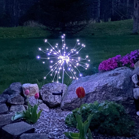 JJGoo Solar Firework Lights, 2 Pack 120 LEDs 2 Lighting Modes Outdoor Waterproof for Garden Patio Walkway Pathway Party Wedding Christmas Decorati...
