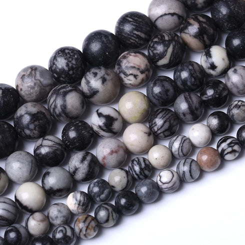 45PCS 8MM Natural Black net Work Beads Round Loose Stone Beads for Jewelry Making DIY Energy Stone Healing Power Bracelet 15"...