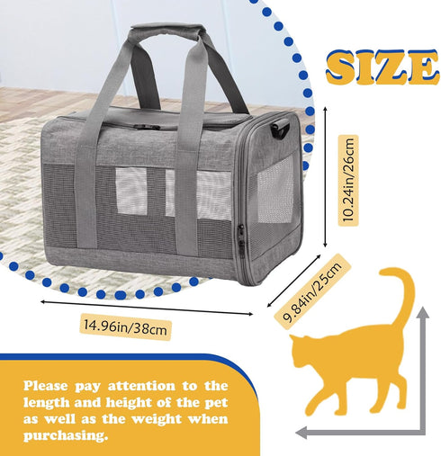 Travel Carrier for Cats,Cat Soft-Sided Carriers Collapsible Ventilated Breathable Puppy Carrier for Small Dogs Airline Approved Cats Carrier for S...