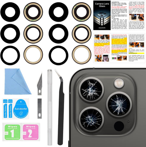 2PCS ASDAWN Back Rear Camera Lens Glass Replacement for iPhone 13 Pro Max and 13 Pro Camera Glass Lens replacement with Pre-Installed Adhesive + R...