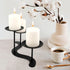 Iron Candle Holder Fireplace: Metal Candelabra Centerpiece Decor - Candle Holder Stand for 3 Candelabra Pillar Candles...