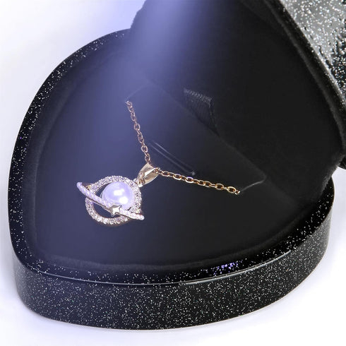 LETURE Heart Shaped LED Pendant Necklace Box, Jewelry Gift Boxes for Bracelet Bracelets, Small Jewelry Display with Light for Proposal Engagement ...