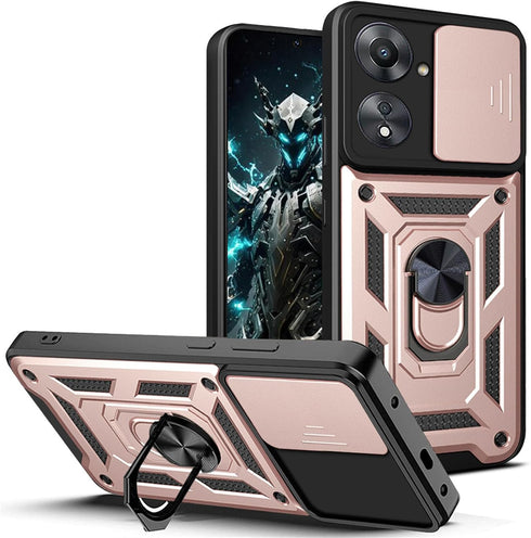 CSmall for Xiaomi Redmi 13C 4G Case (Not 5G) with Slide Camera Cover, Military Grade Drop Proof Phone Cover with Rotate Ring Kickstand Lens Protec...