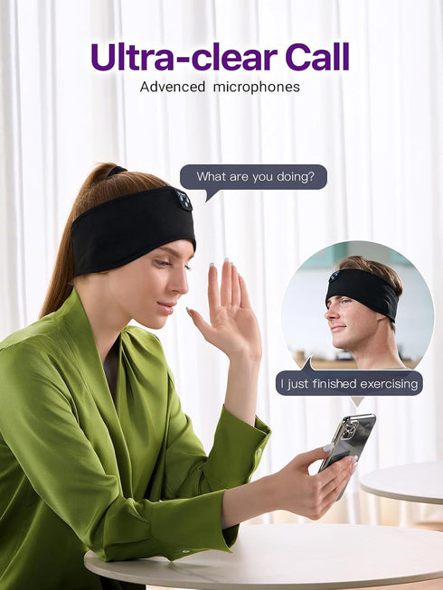 Wireless Headphones Headband for Sleeping, Bluetooth Sleep Headphones for Side Sleepers, Soft and Lightweight Eye Mask for Sleep, Ideal for Housew...