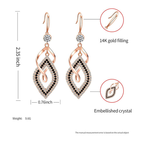 Dangle Earrings for Women, 925 Sterling Silver Handmade Linear Swirl Wire Bohemian Boho 14K Gold Diamonds Earrings Hypoallergenic Earrings Fashion...