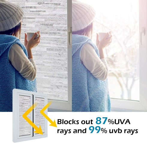 Window Film Privacy, Frosted Window Vinyl Non-Adhesive Window Sticker Static Cling Glass Film for Bathroom Office Living Room Matte White...