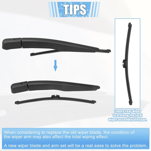 ACROPIX Rear Windshield Wiper Blade Arm Set Back Wiper Assembly Replacement Fit for Ford Explorer 2011-2019 for Ford Escape 2013-2019 - Pack of 3...