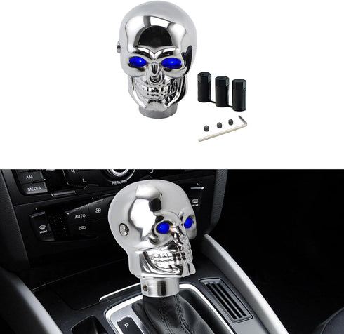 ASUBHA Skull Shifter Knob, Personalized Skull Shifter Head with Adjustable LED Double Eyelet Decorations, Gear Knob Head Universal Car Interior Ac...