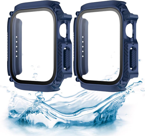 Waterproof Case 41mm for Apple Watch Series 9 8 7 with Tempered Glass Screen Protector, iWatch Full Protective Hard PC Bumper Face Cover for Men&W...