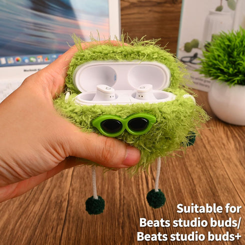 Plush Case Compatible with Beats Studio Buds/Beats Studio Buds+,Hand Knitted Cartoon Headphone Case,Rechargeable Headphone Headphone Case,Creative...