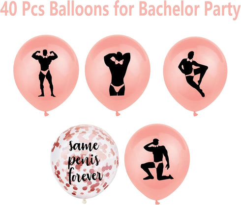40Pcs Rose Gold Bachelorette Party Balloons, Bachelorette Party Decorations Set, Hen Party Decorations, Bridal Shower Decorations, Engagement Part...
