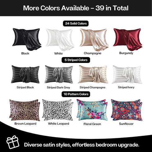 MR&HM Satin Pillowcase for Hair and Skin, Silk Satin Pillowcase 2 Pack, Queen Size Pillow Cases Set of 2, Silky Pillow Cover with Envelope Closure...