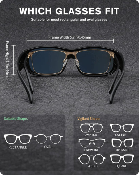 Meeloog Polarized Fit Over Glasses Sunglasses For Men, Rectangle Wrap Around Sun Glasses for Driving Riding Fishing MST0006...
