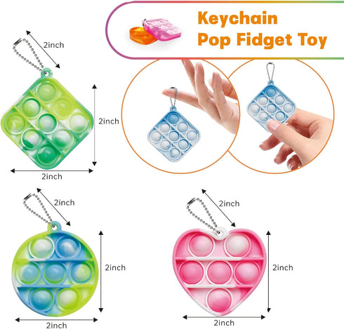 Fidget Toys for Kids Sensory Toys Party Favors 12 Pcs Mini Pop Keychain Its Autism Toddler Toys 3 Shape Stress Relief Kids Toys Fidgets for Boys G...