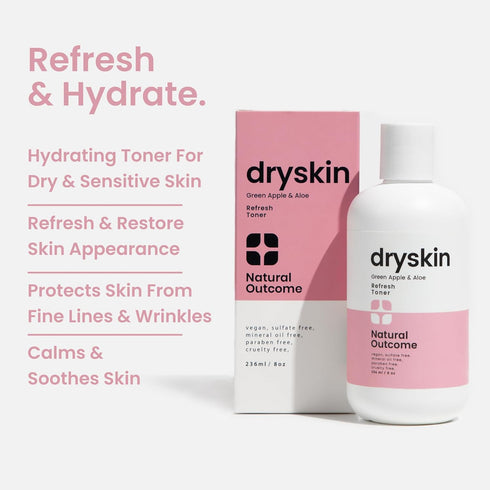 Hydrating Face Toner for Dry Skin Witch Hazel, Green Apple & Aloe Vera Facial Astringent by Natural Outcome Skincare, Gentle Soothing Cleansing Wa...