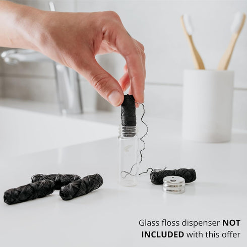 Biodegradable Bamboo Charcoal Eco Floss Refills | Refill 5-Pack | Vegan & Cruelty-Free | Zero Waste Dental Care | Mint...